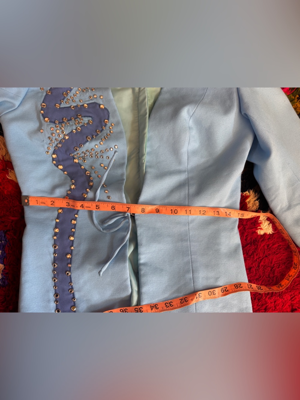 Vintage Silvia's Costume Baby Blue Rhinestone Western Suit Sz XS - Picture 15 of 16